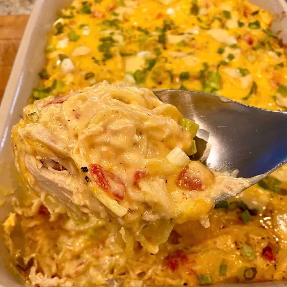 Chicken Spaghetti with Rotel and Velveeta